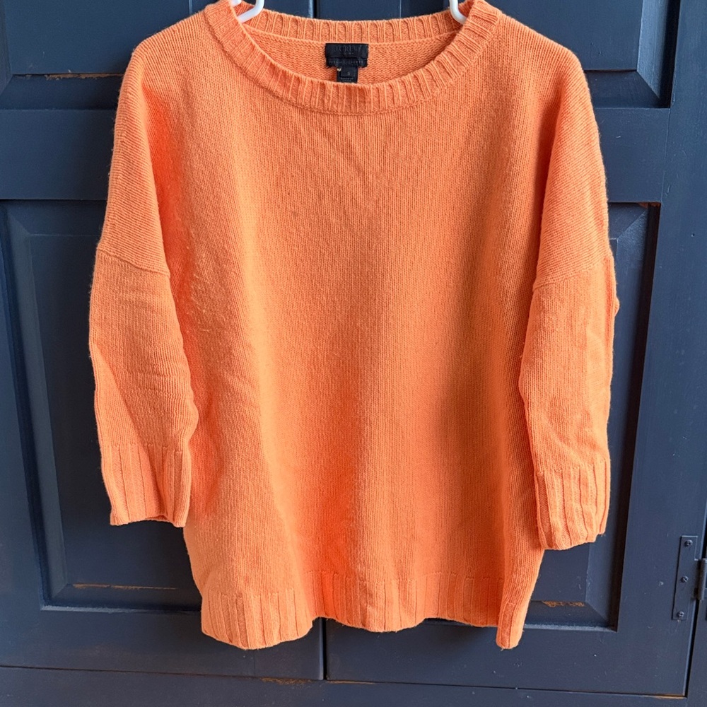 J. Crew Bright Orange Cashmere Crew Neck Sweater
